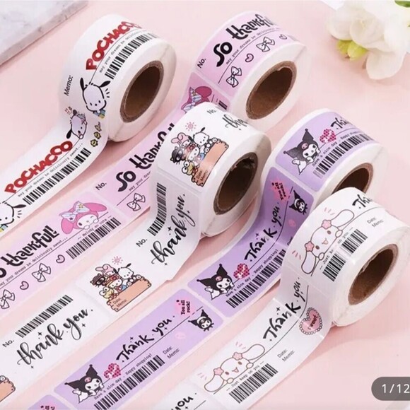 Sanrio character thank you stickers hello kitty my melody cartoon bunny 120 pc - Picture 3 of 3